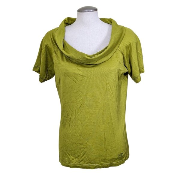 Arcteryx Womens Wool Blend Cowl Neck Sport Top Size XL Green Lumbar Pocket - Picture 1 of 11